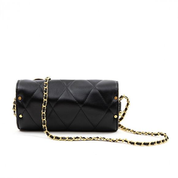 Black Lucky Charms Quilted Cylinder Shoulder Crossbody Bag - Picture 12 of 15